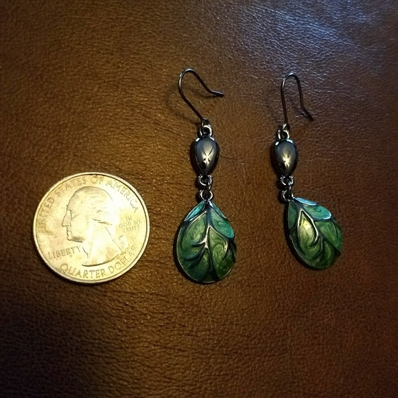 Glazed Green Dangle Earrings - Picture 5 of 5