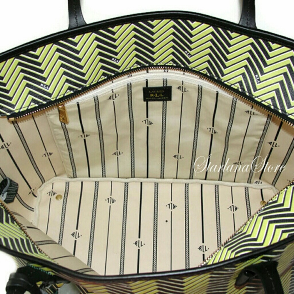 LAUREN RALPH LAUREN Boswell Citron/BkTote. NWT - Picture 5 of 6