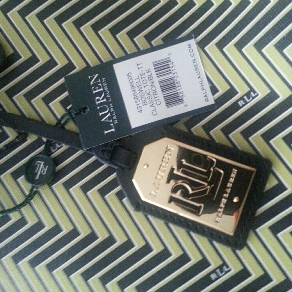 LAUREN RALPH LAUREN Boswell Citron/BkTote. NWT - Picture 6 of 6