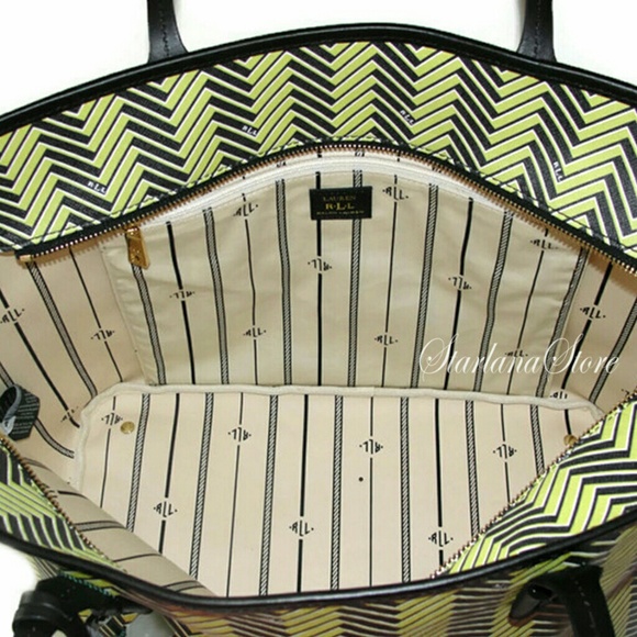 LAUREN RALPH LAUREN Boswell Citron/BkTote. NWT - Picture 5 of 6