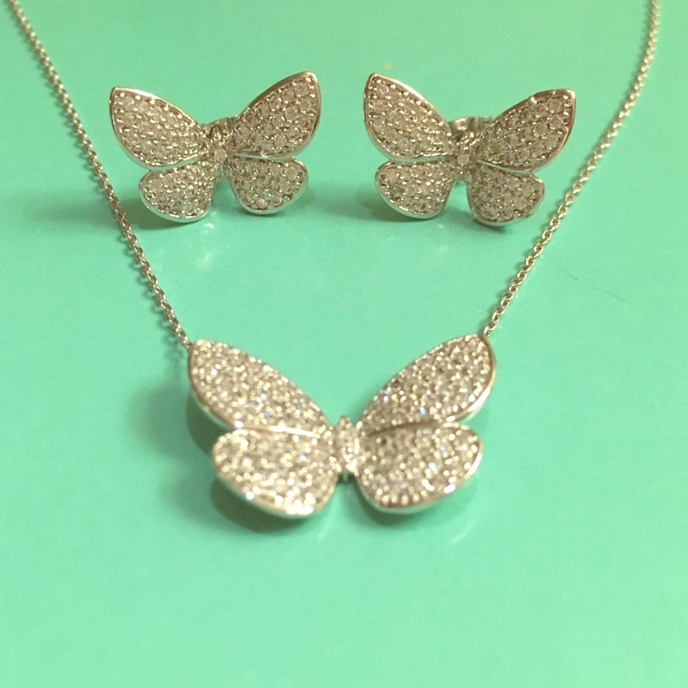 Butterfly Pendant Necklace & Earrings SET