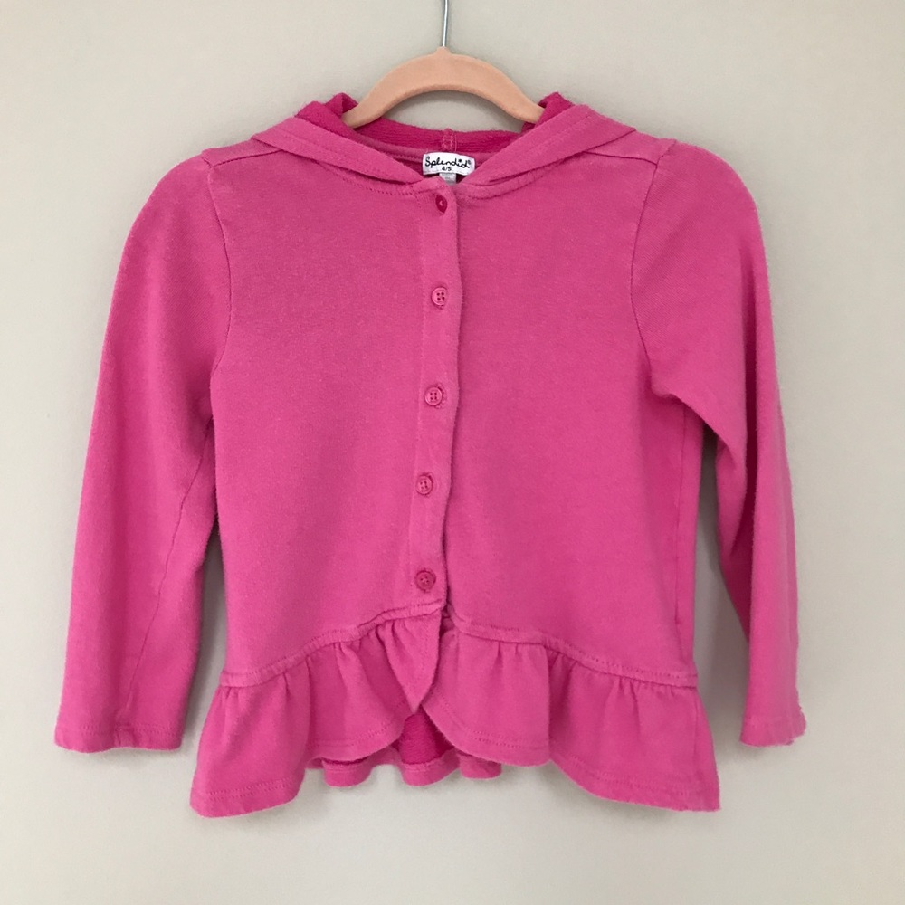 NWOT Splendid hot pink peplum hoody sweater 4/5