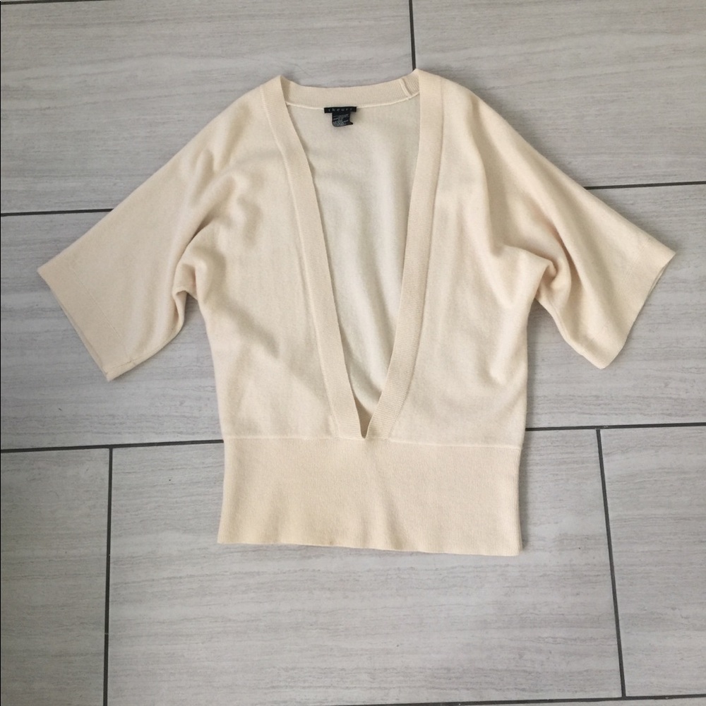 Theory cashmere ivory 3/4 Sleeve sweater