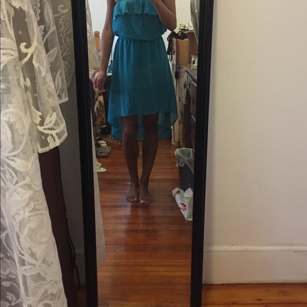 Turquoise high low dress
