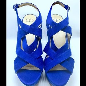 Kelsi Dagger Brooklyn Electric Blue Wedge Sandals