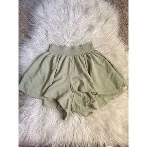 Light green flowy high waist shorts