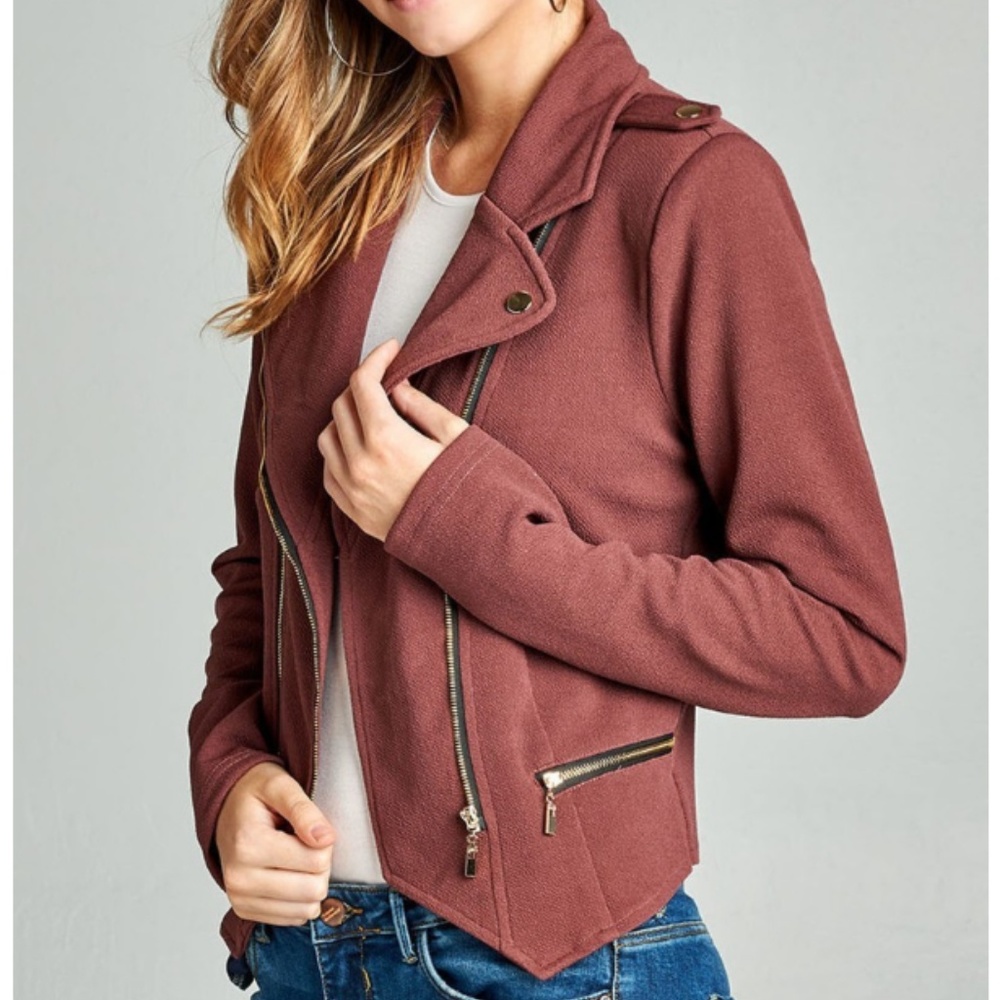 Long Sleeve Double Zip Moto Jacket - Picture 3 of 4