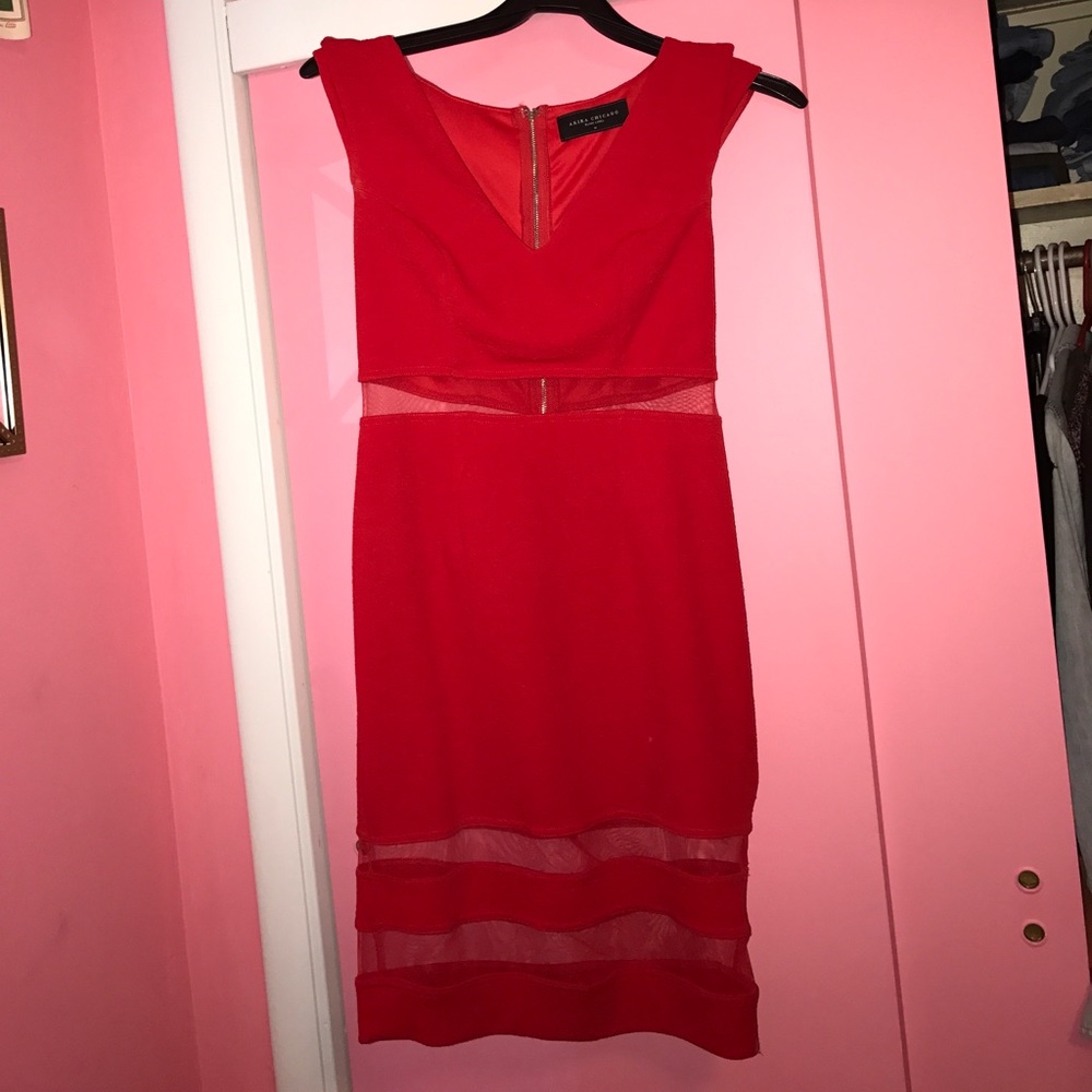 Red v neck dress