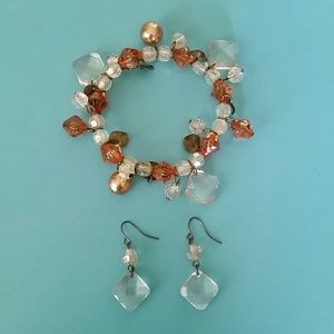 Aurora Borealis Beaded Earrings & Bracelet