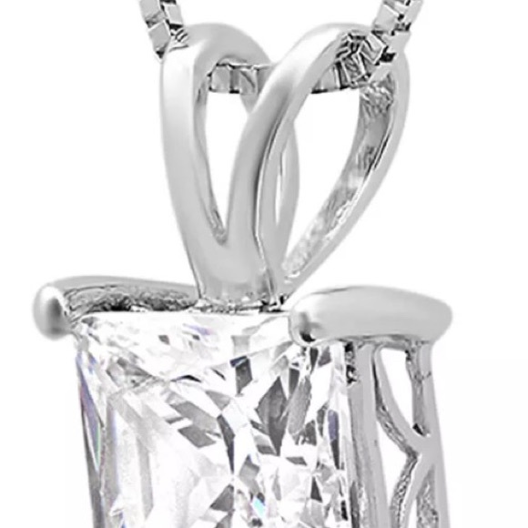 2.0 Ct Princess Diamond 14K Gold Necklace 16” - Picture 2 of 5