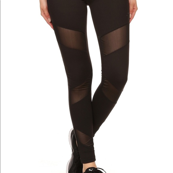Boutique Pants - Mesh panel leggings black athletic popular style