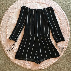 Black and White Stripped Romper Size Small!