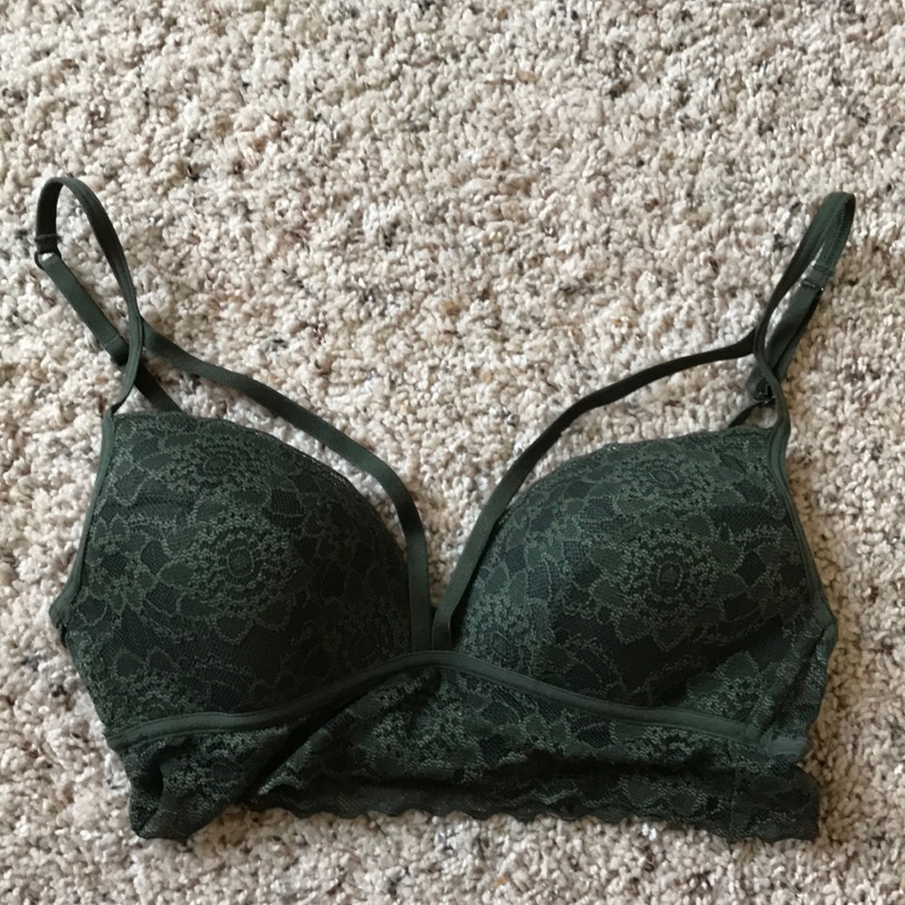 PINK Olive Green Lace Bralette