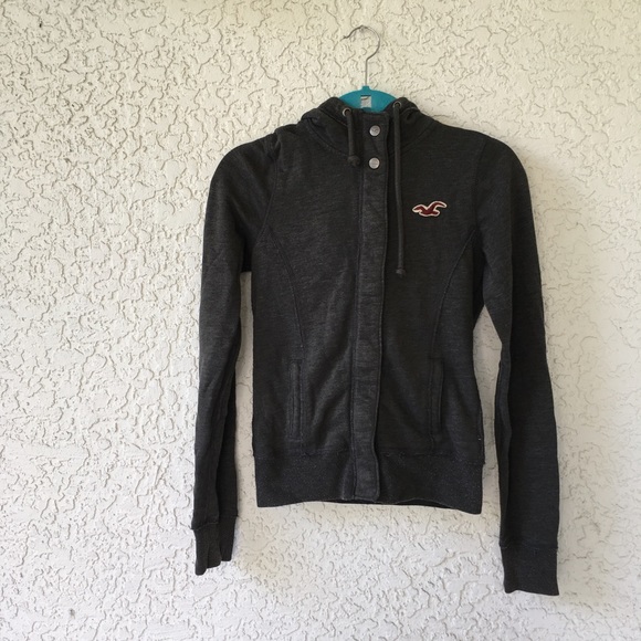 Hollister Tops - Hollister grey zip up hoodie with buttons