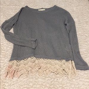 UO crochet knit sweater with lace