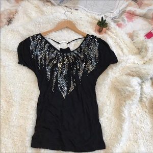 Arden B Black V Neck Top