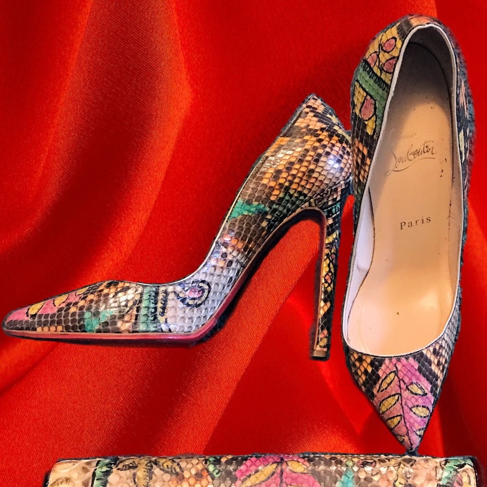 Christian. Louboutin multicolored Python pumps