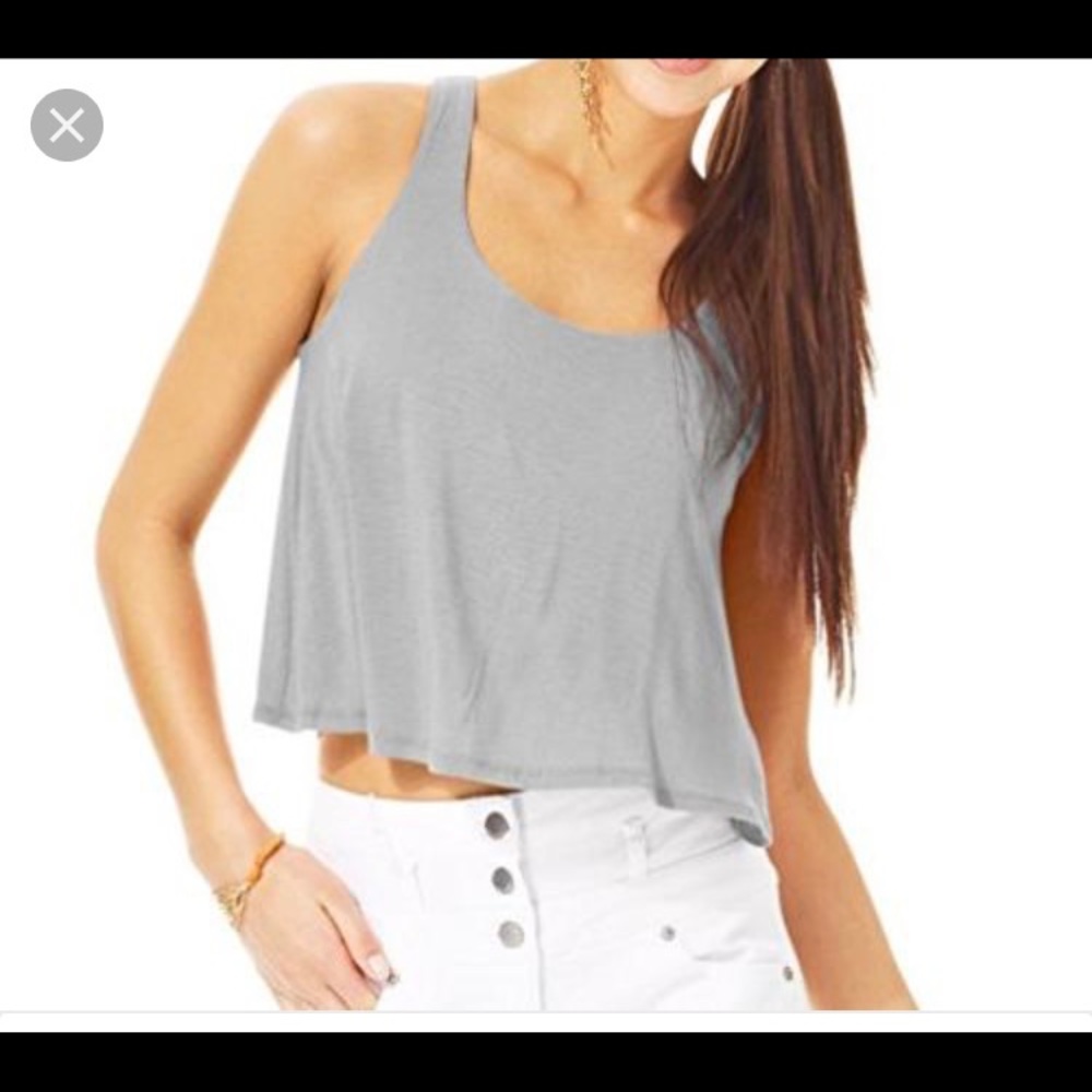 NEW WITH TAGS- gray flowy crop top super soft!