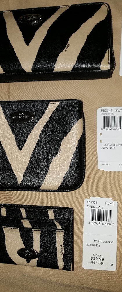 3 Piece - Zebra Print Coach Wallet Set