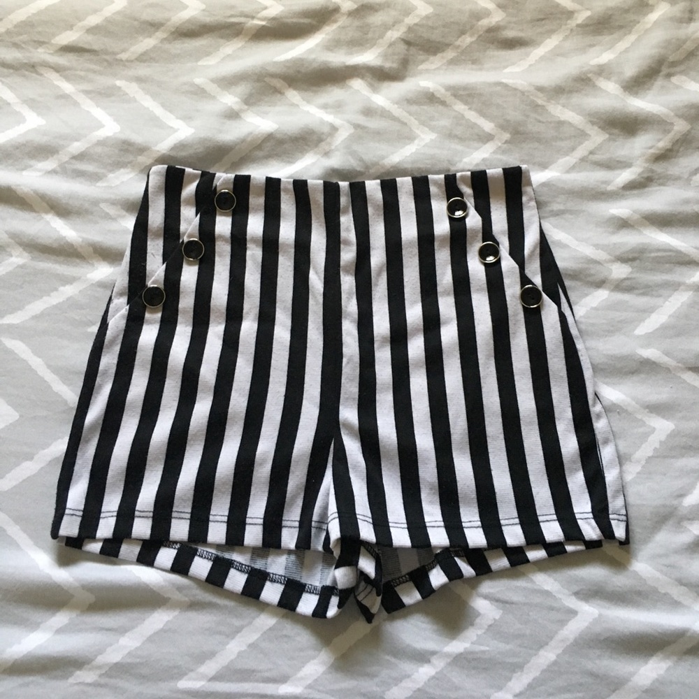 Striped shorts.