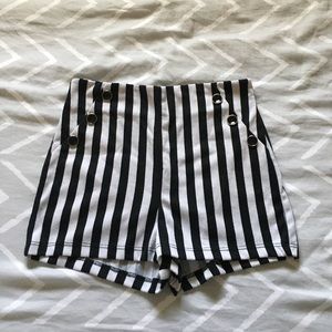 Striped shorts.