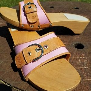 Coach Ella Pink Wooden Mules