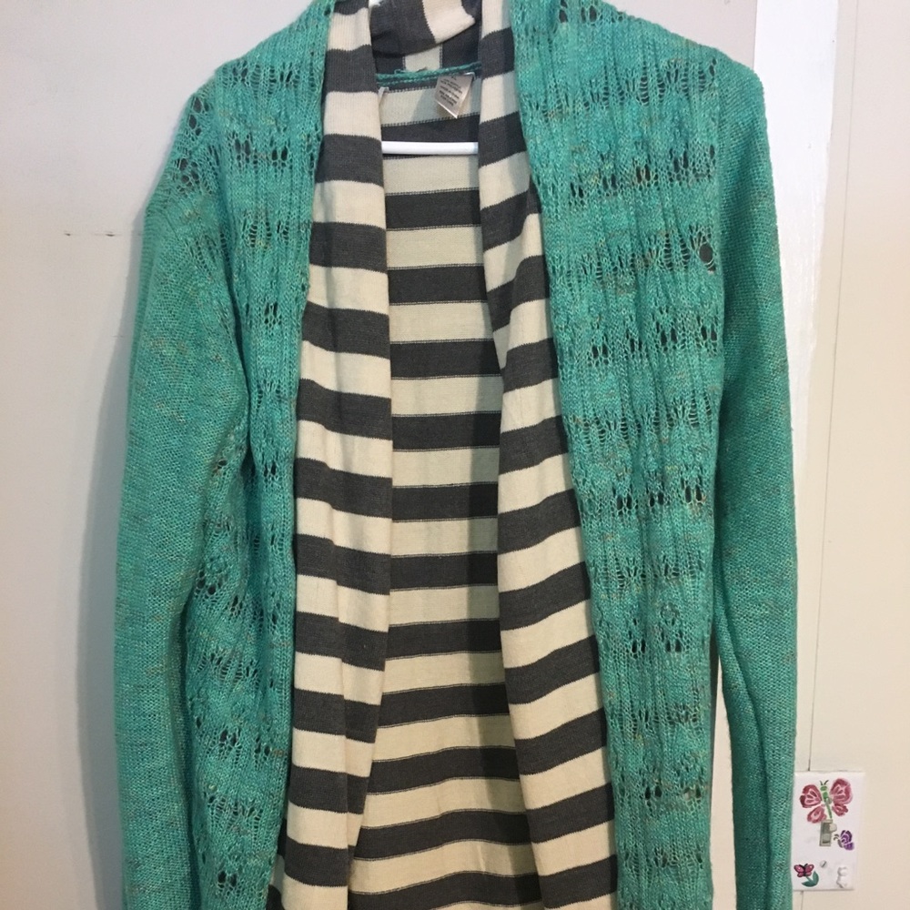 BKE Turquoise and Striped Sweater