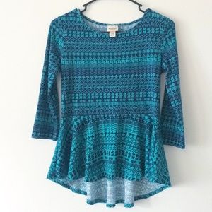 {Mossimo} peplum. 3/4 length sleeves. Lovely print