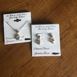 Aquamarine Earring and necklace set