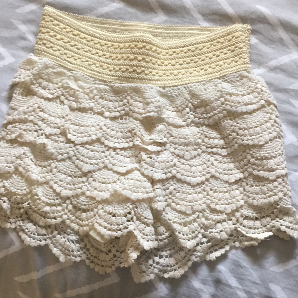 Lace shorts.