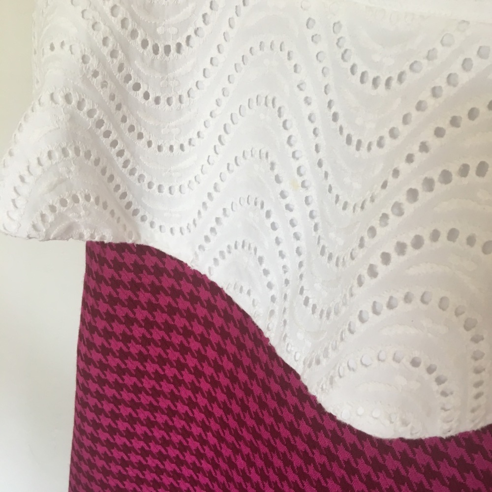 WHBM White eyelet peplum bodice and pink skirt!