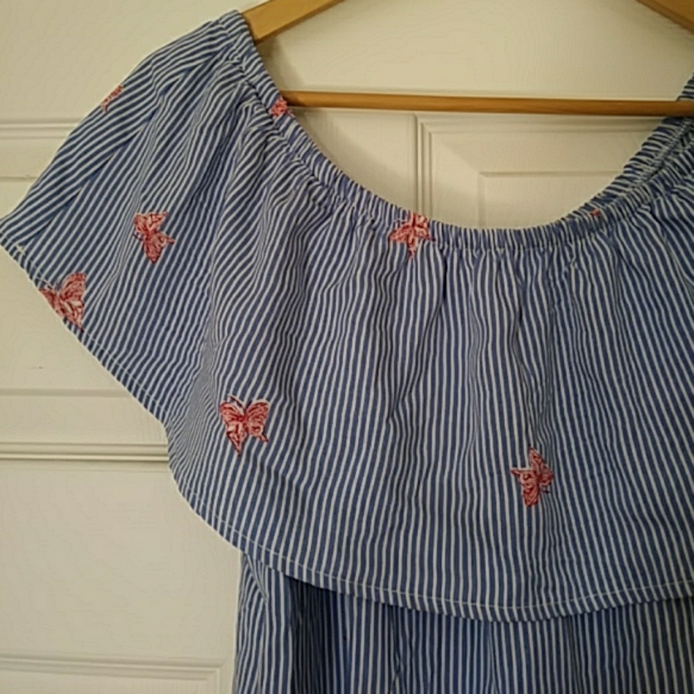Gorgeous stripped off the shoulder ruffle dress