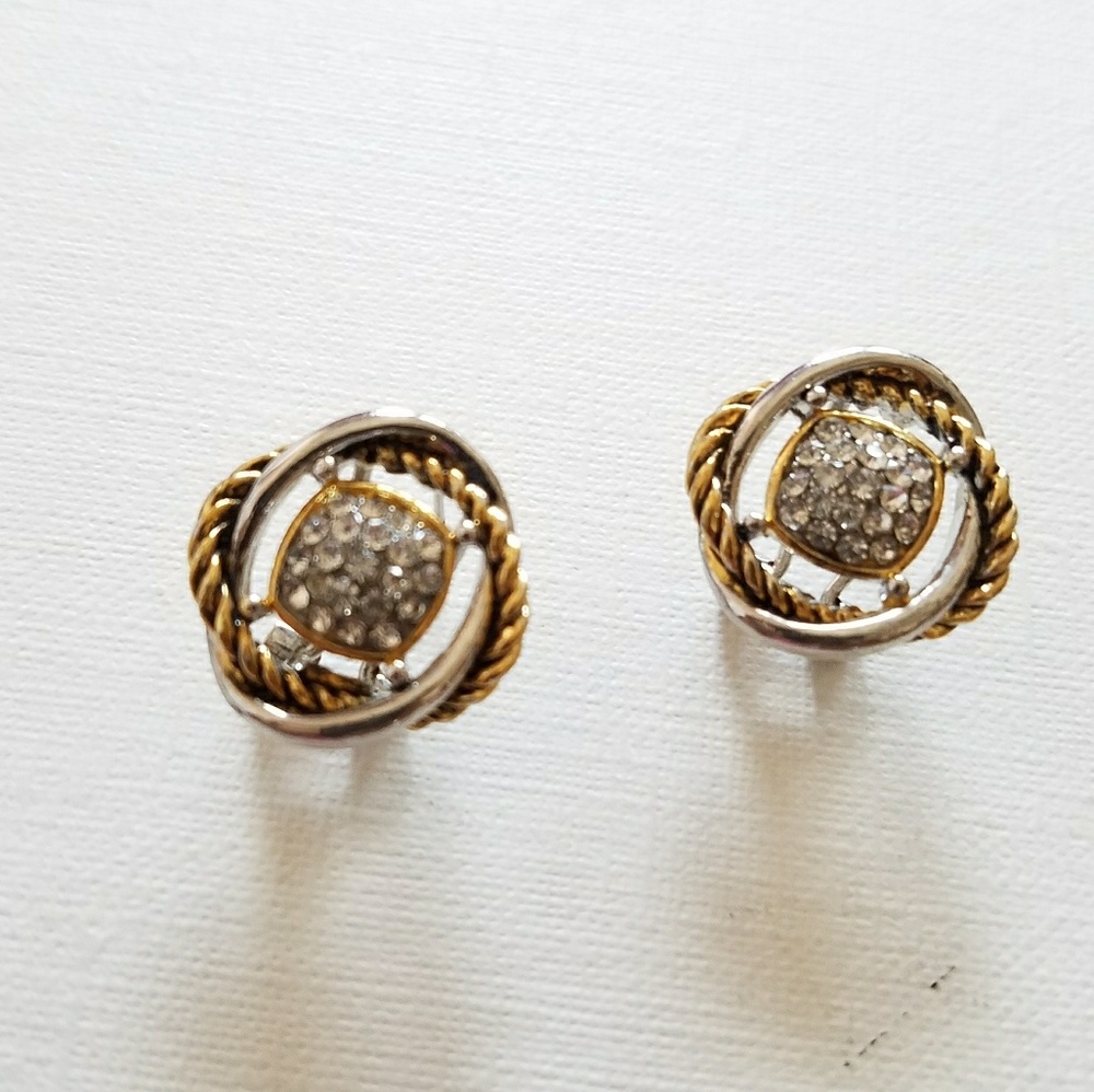 Gold and silver tone earrings