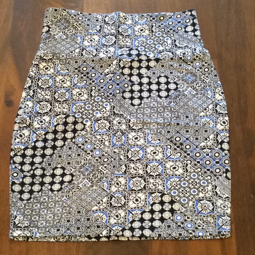 Blue Print Bodycon Skirt