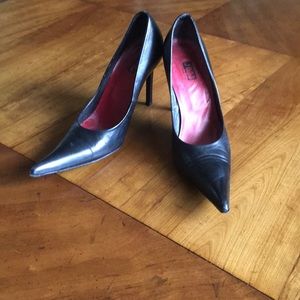 Vintage black leather heels, size 8.5