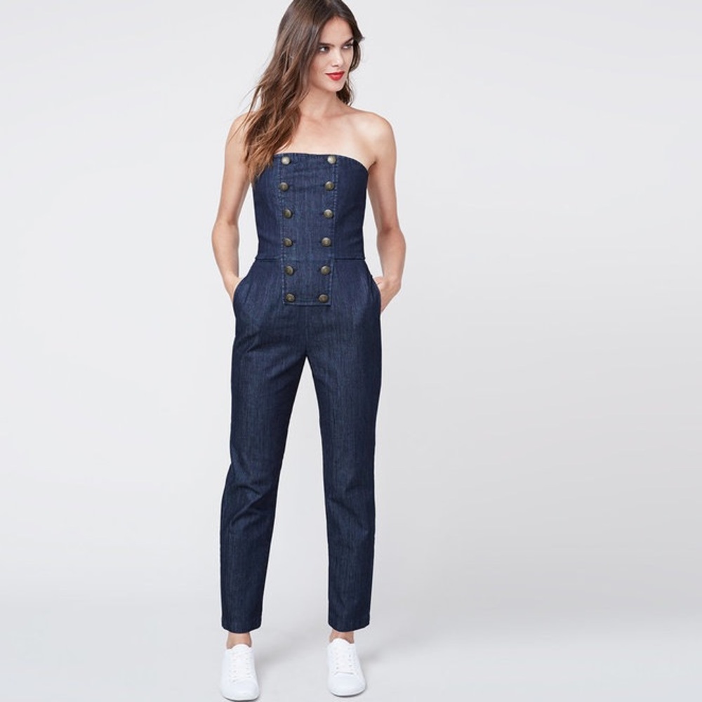 Rachel Rachel Roy denim tuxedo jumpsuit size 0