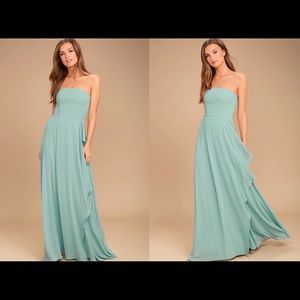 SWEETEST KISS TURQUOISE STRAPLESS MAXI DRESS