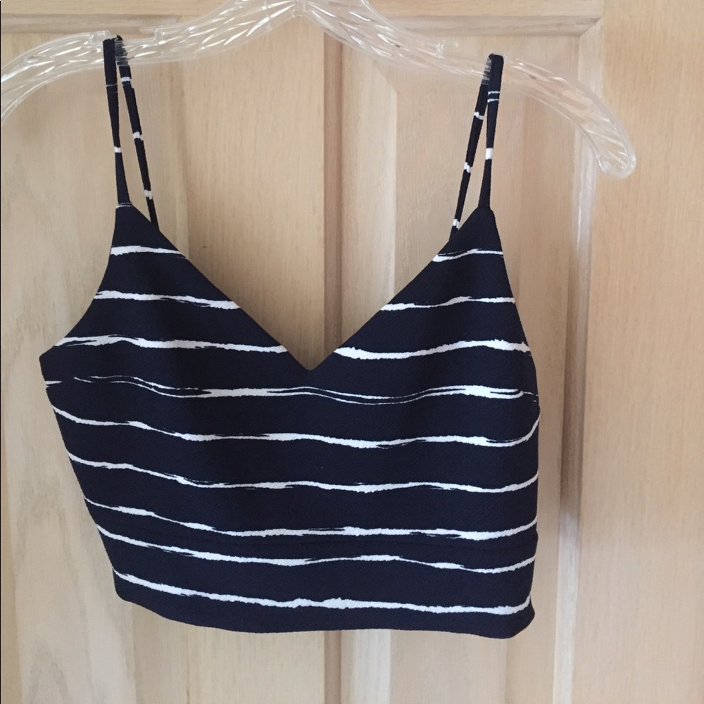 Blue and white stripped crop top