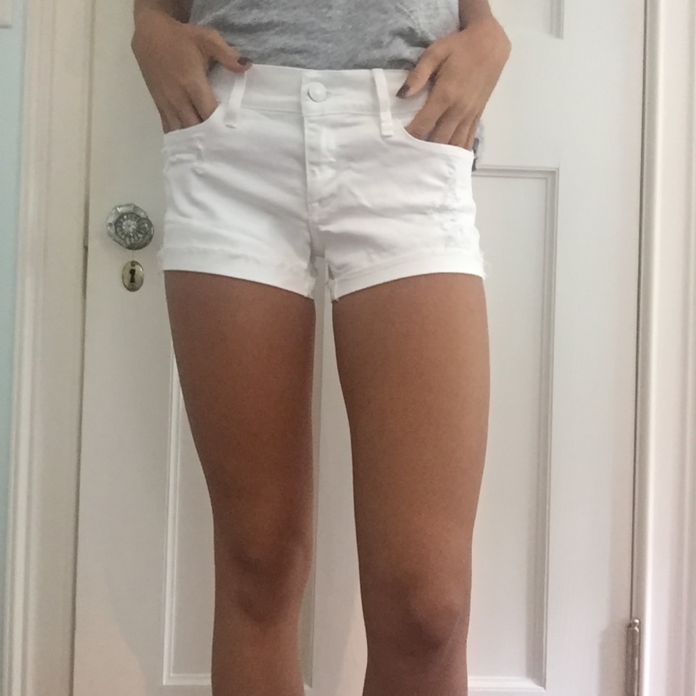 Abercrombie and Fitch white low rise jean shorts