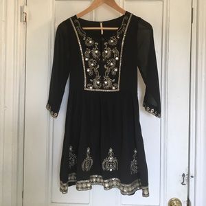 Free People Embroidered Cocktail Dress Sz 0