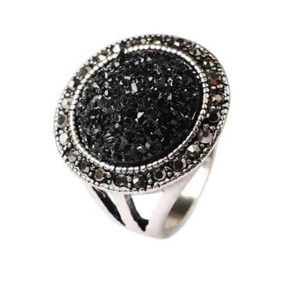 New Black Crystal Ring