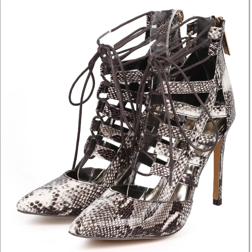 Snake/Python pointed toe heels