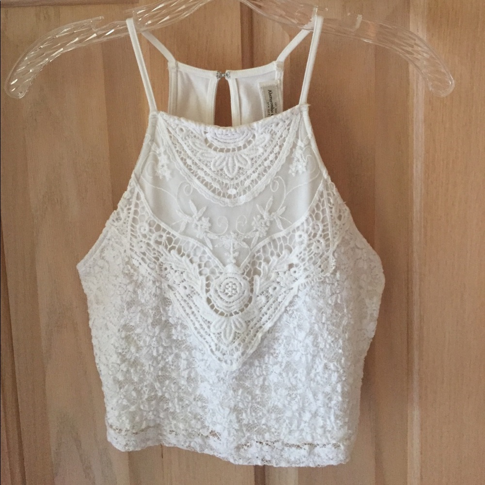 White lace cropped top