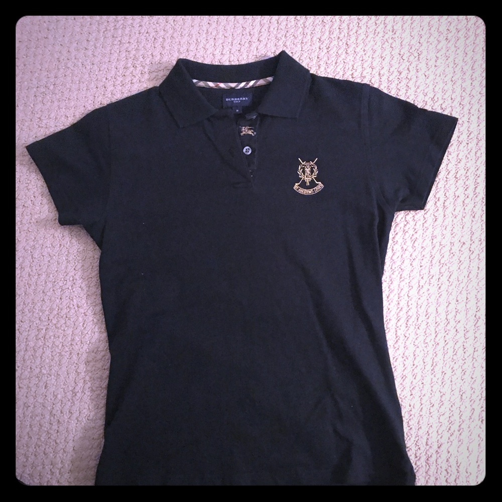 Women's Black Burberry Golf Shirt