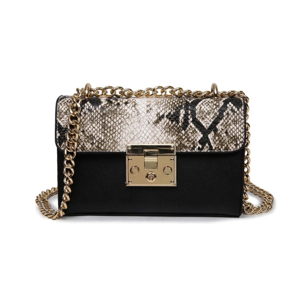 🆕Nora Black & Snake Skin Vegan Mini Crossbody Bag - Picture 3 of 8