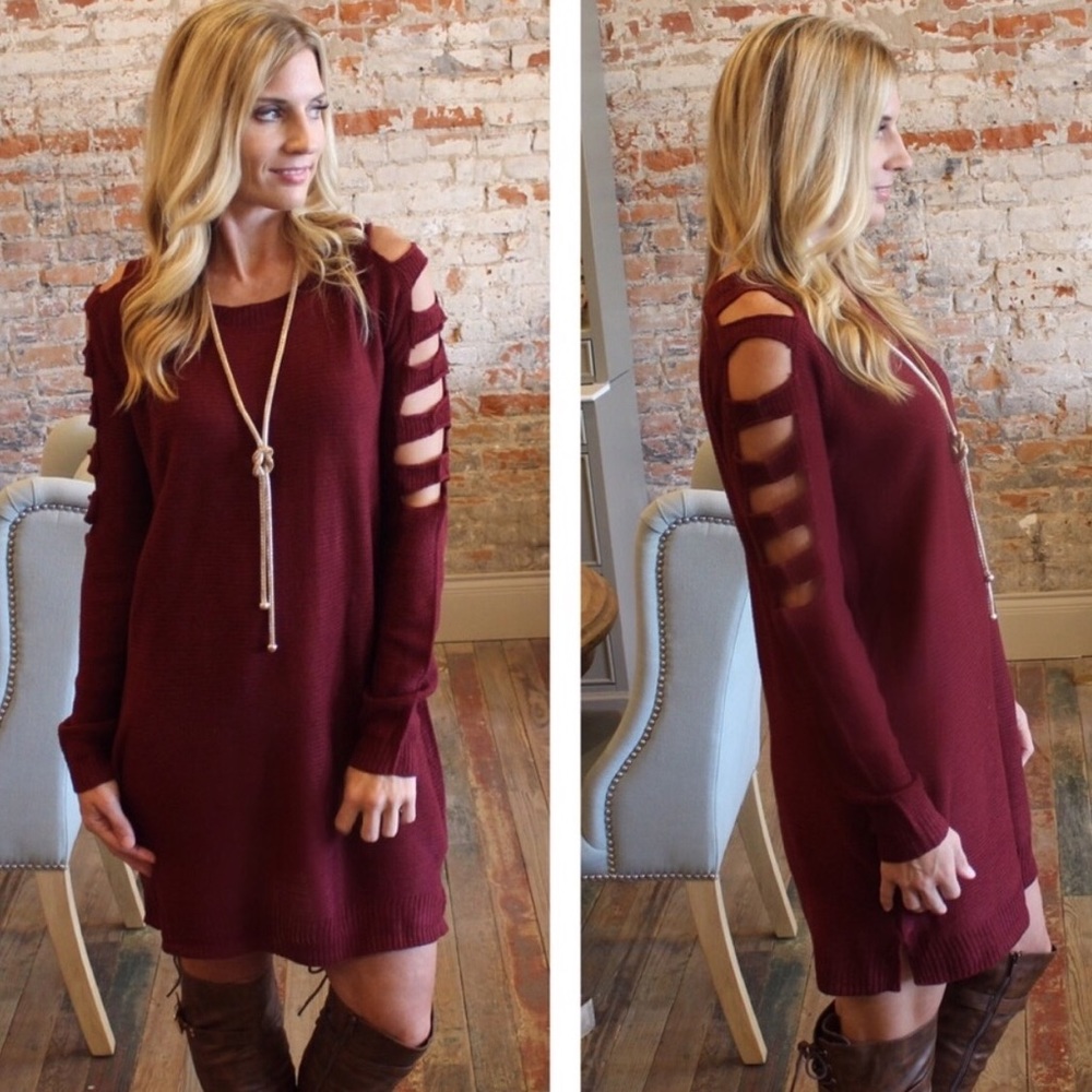 ⚡️🅗/🅟 9/12‼️⚡️SWEATER DRESS W CUTOUT SHOULDER - Picture 2 of 2