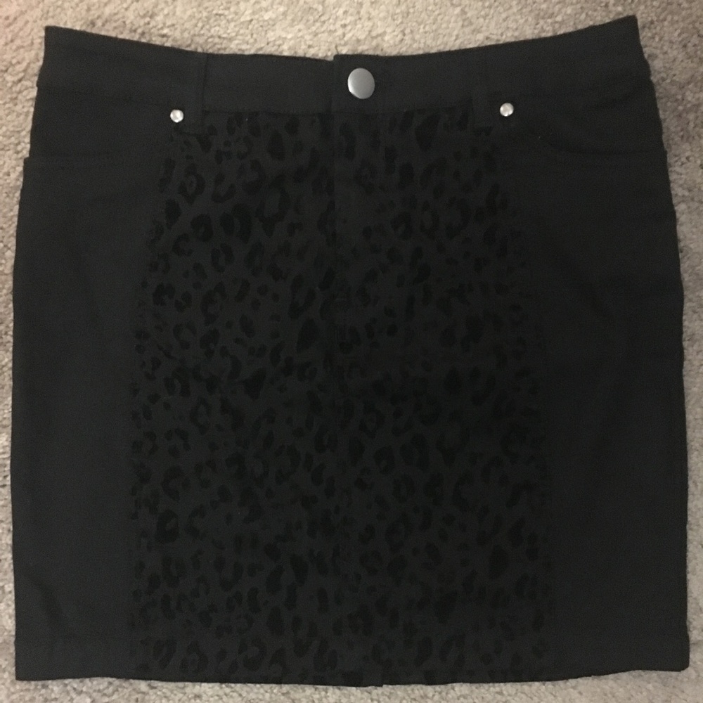 Black Subtle Leopard Mini Skirt