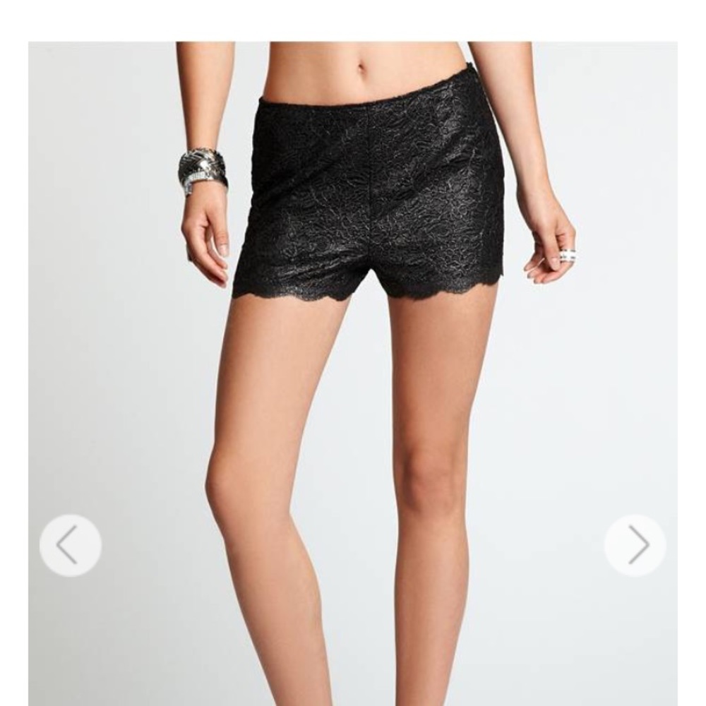 Foiled High-Waisted Lace Shorts