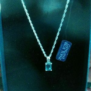 Blue Topaz w/Sterling Silver Chain