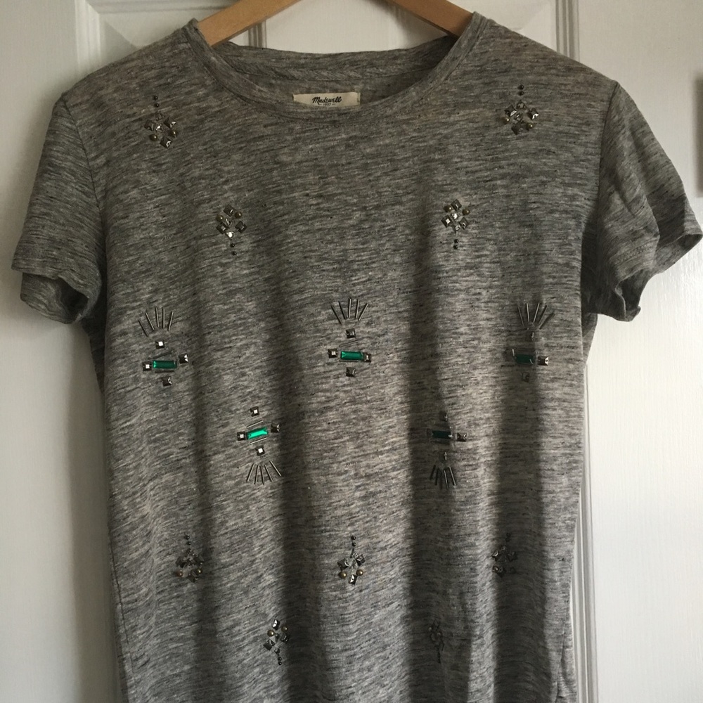 Madewell Jewel Stud Tee in Gray